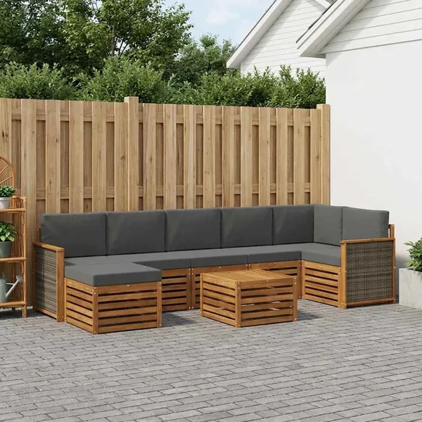Ensemble de canapés d'extérieur 7 pcs Naturel et Anthracite