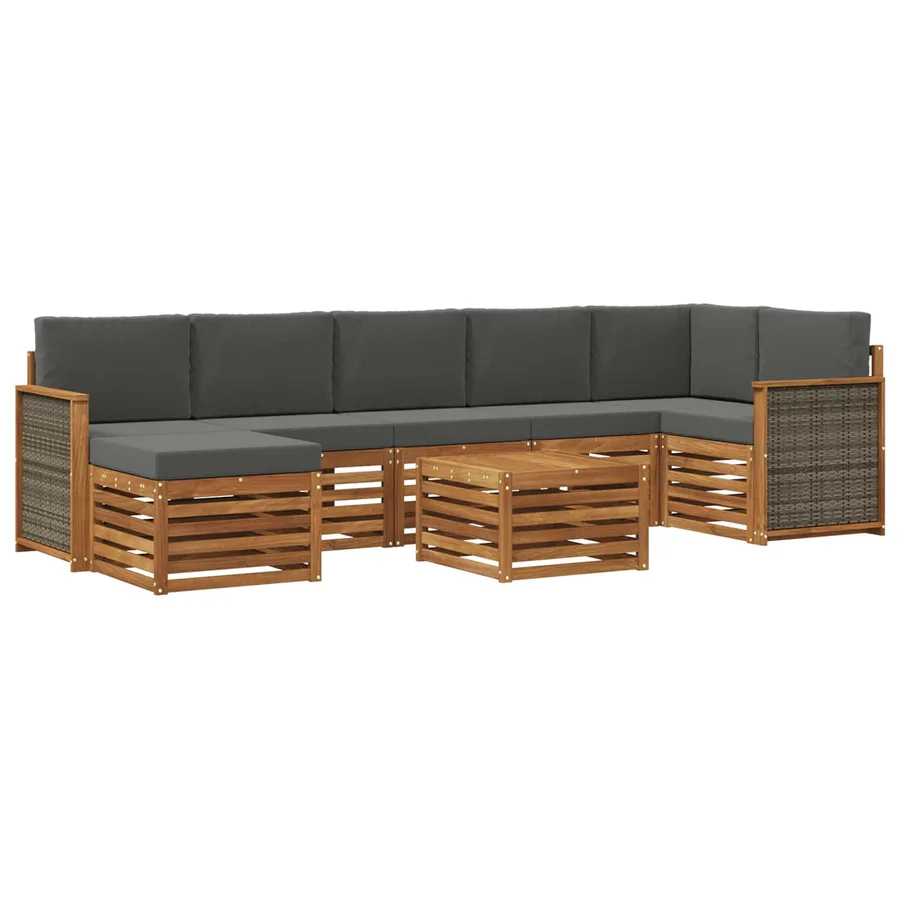Ensemble de canapés d'extérieur 7 pcs Naturel et Anthracite - 2