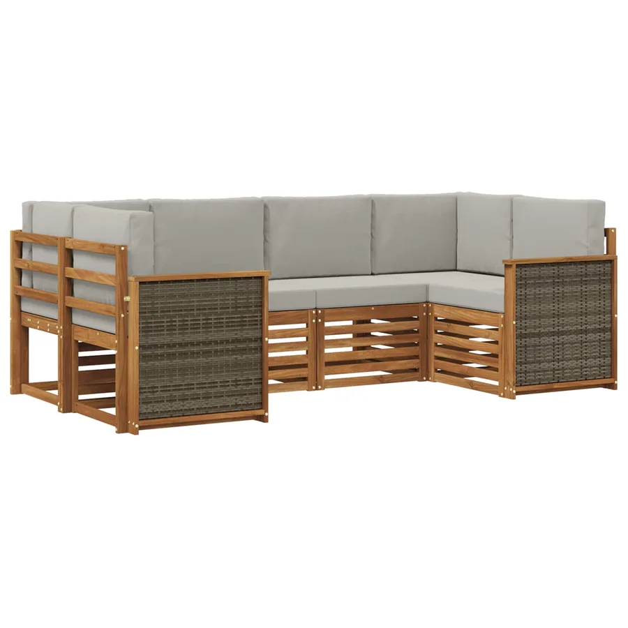 Ensemble de canapé d'angle 5 pcs Naturel et gris clair - 2