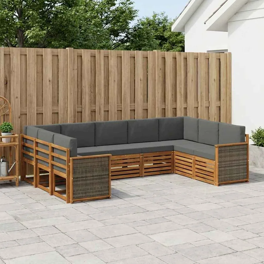 Ensemble de canapé d'angle 7 pcs Naturel et Anthracite