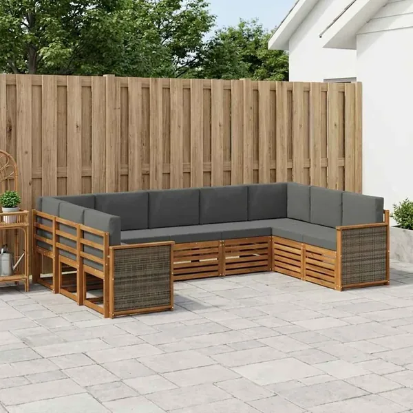Ensemble de canapé d'angle 7 pcs Naturel et Anthracite