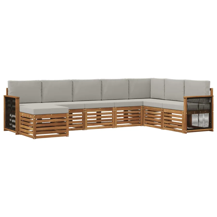 Ensemble de canapés d'extérieur 6 pcs Naturel et gris clair - 2