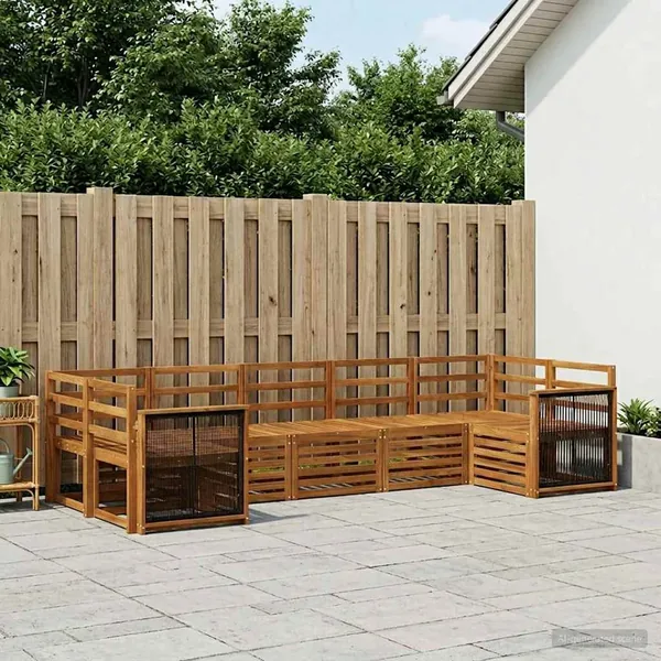Ensemble de canapé d'angle 6 pcs Naturel Bois d'Acacia Massif