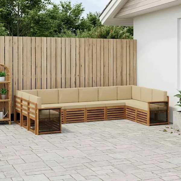 Ensemble de canapé d'angle avec coussin 7 pcs Naturel