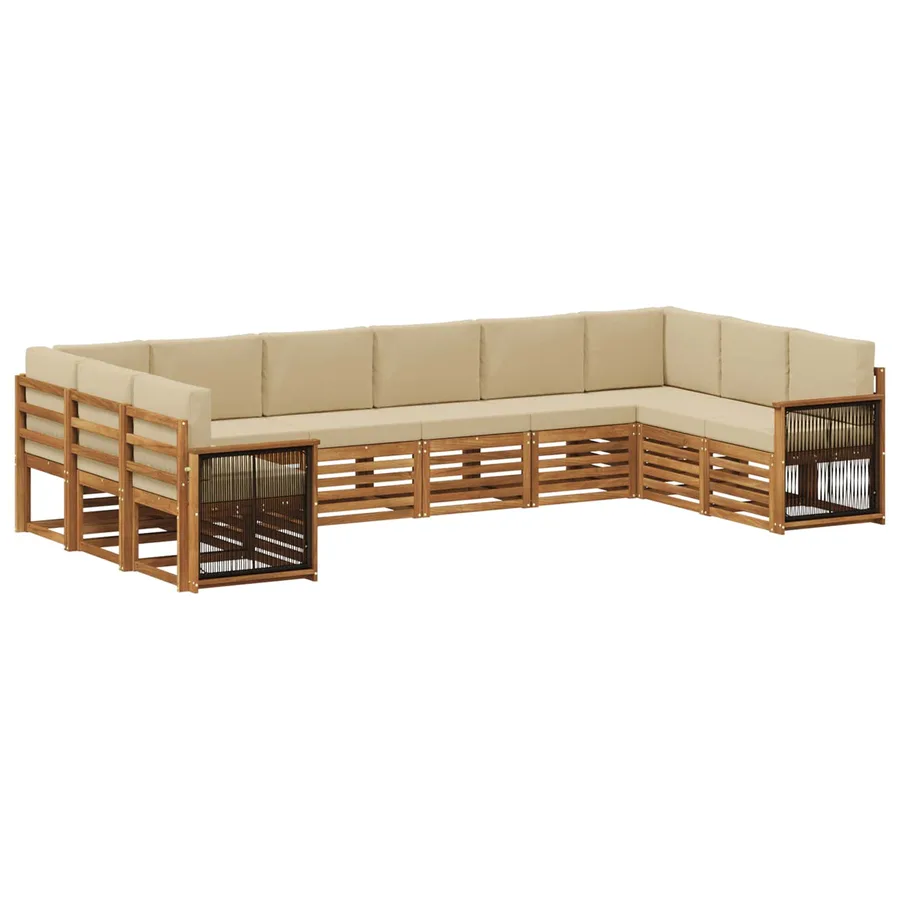 Ensemble de canapé d'angle avec coussin 7 pcs Naturel - 2