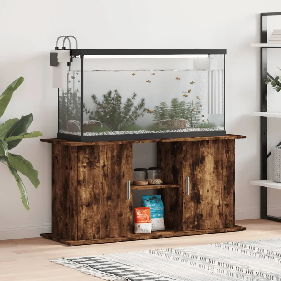 Support pour aquarium chêne fumé 121x41x58 cm bois d'ingénierie