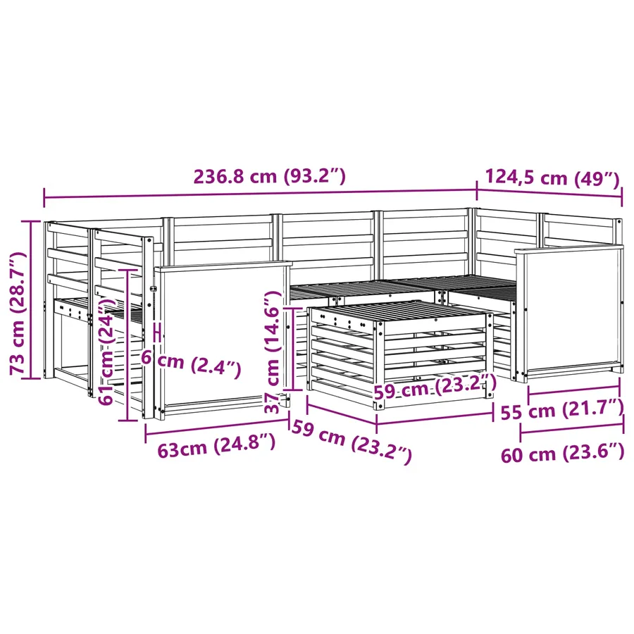 Ensemble de canapés d'extérieur 7 pcs Naturel - 8