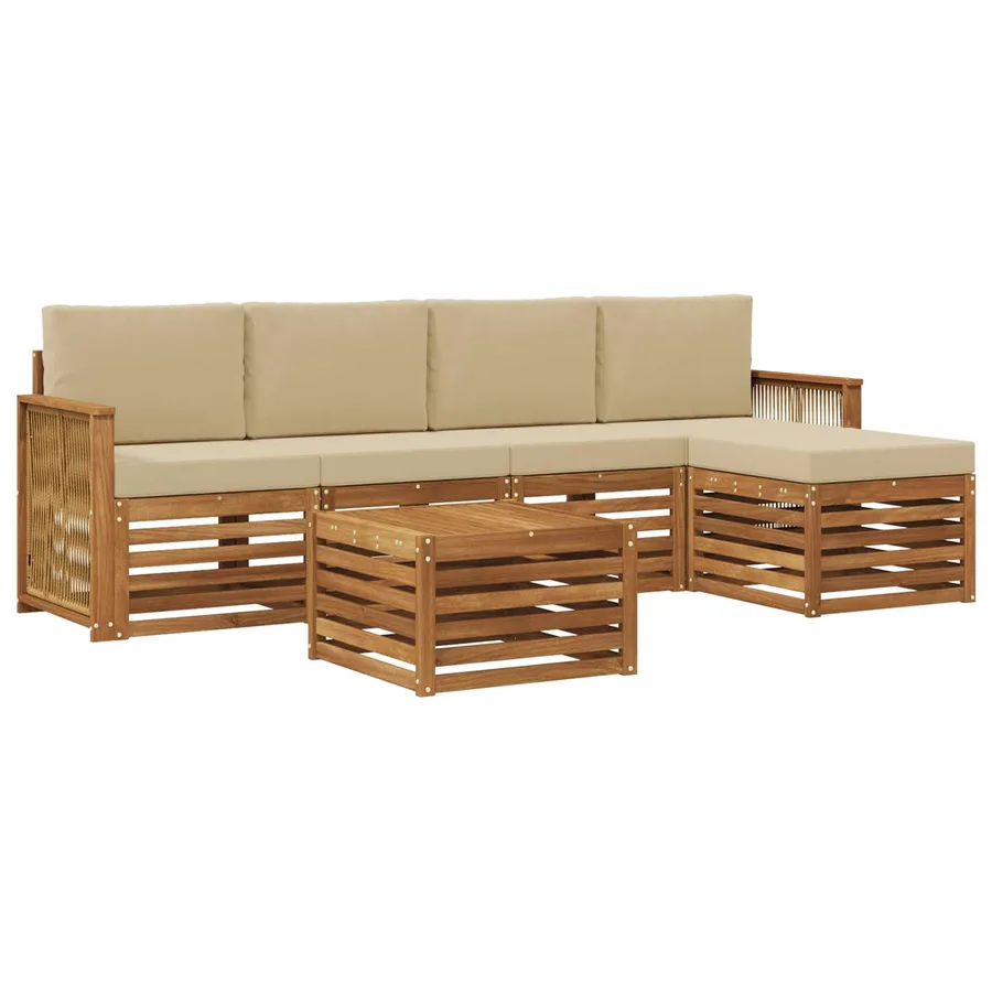 Ensemble de canapés d'extérieur 6 pcs Naturel et Beige - 2