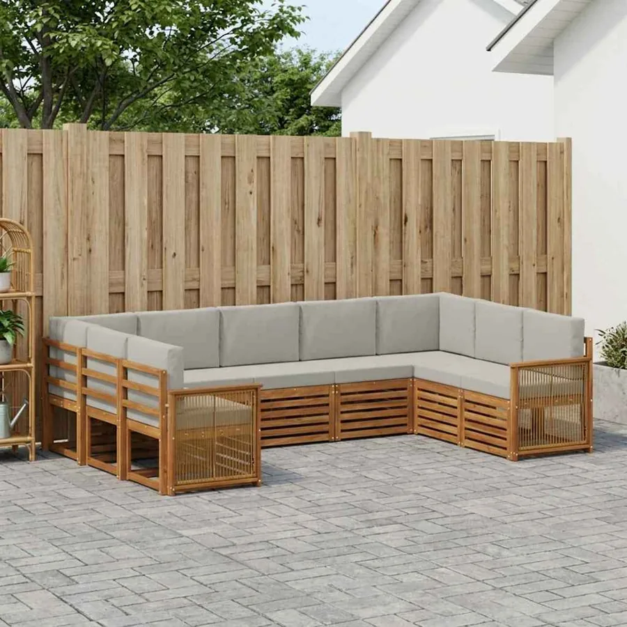 Ensemble de canapé d'angle 7 pcs Naturel et gris clair