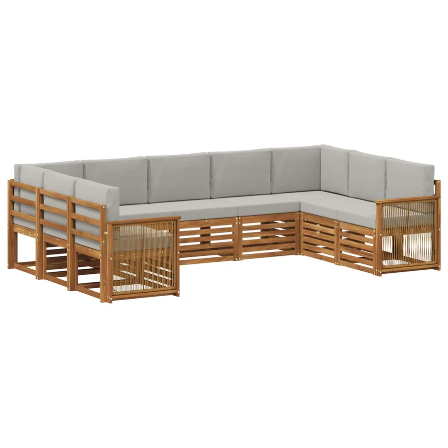 Ensemble de canapé d'angle 7 pcs Naturel et gris clair - 2