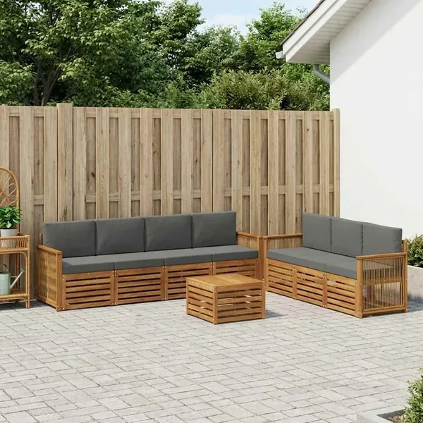 Ensembles de canapés avec coussin 8 pcs Bois d'Acacia Massif