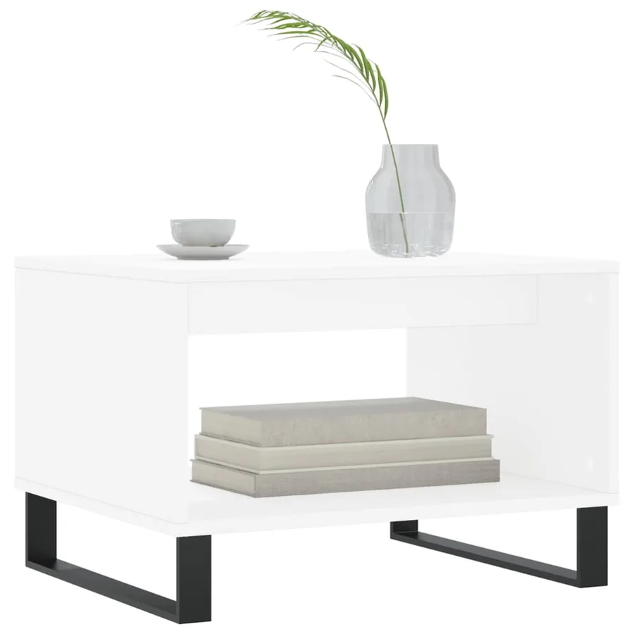 Table basse blanc 60x50x40 cm bois d'ingénierie - 3