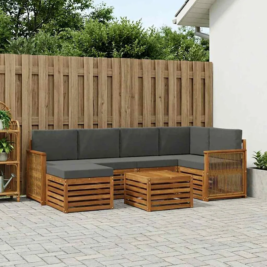 Ensemble de canapé d'angle 6 pcs Naturel et Anthracite