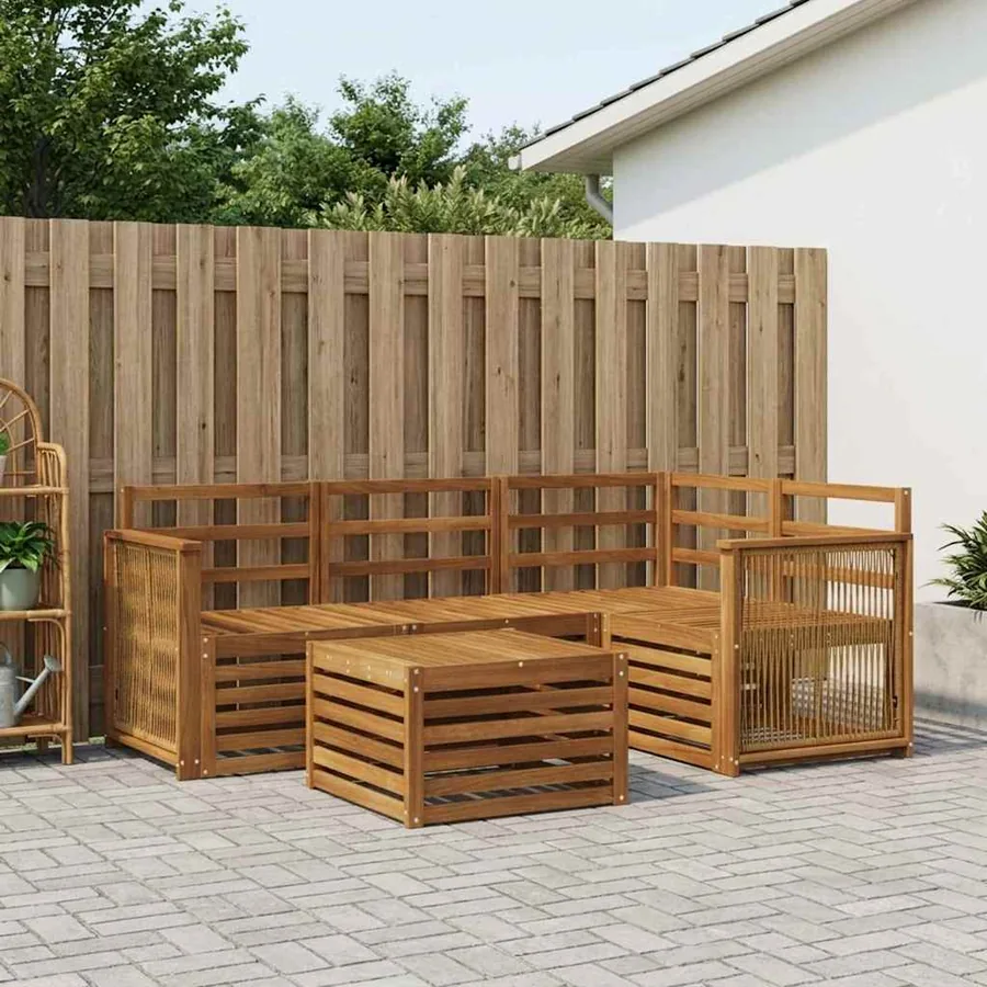 Ensemble de canapés d'extérieur 5 pcs Naturel 59 x 59 x 37 cm