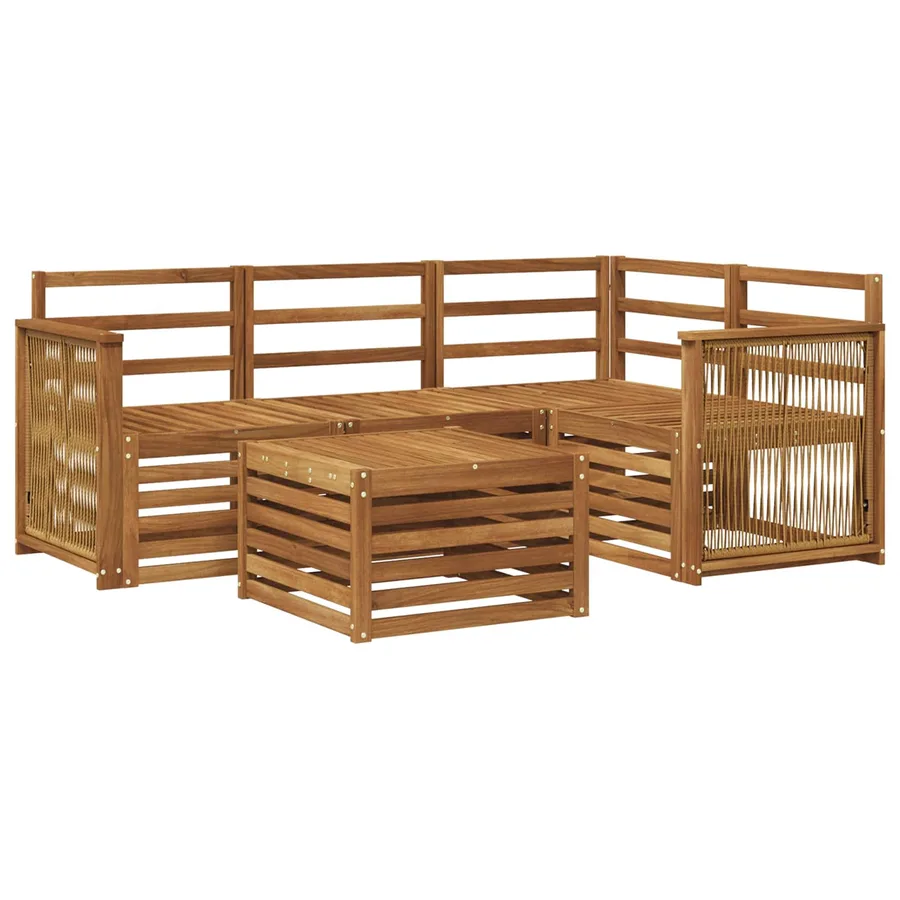 Ensemble de canapés d'extérieur 5 pcs Naturel 59 x 59 x 37 cm - 2