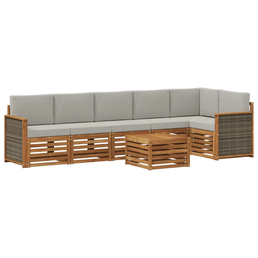 Ensemble de canapé d'angle 6 pcs Naturel et gris clair - 2
