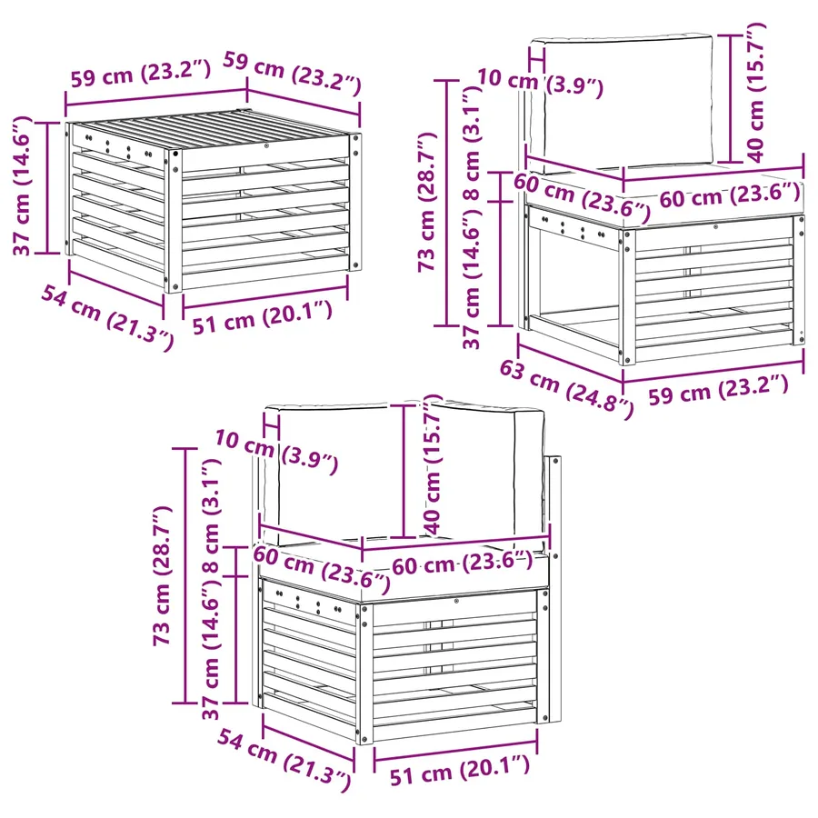 Ensemble de canapé d'angle 6 pcs Naturel et gris clair - 9