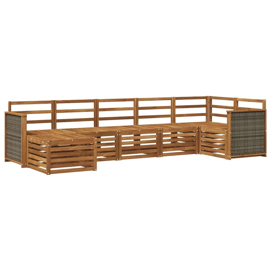 Ensemble de canapé d'angle 6 pcs Naturel Bois d'Acacia Massif - 2