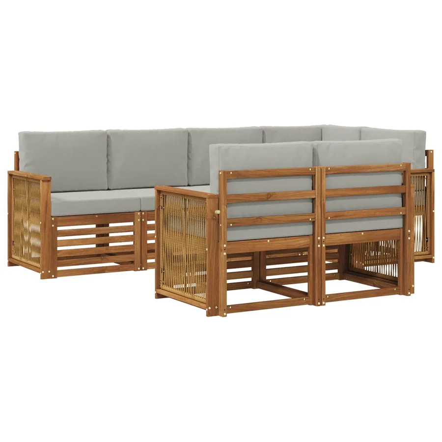 Ensemble de canapé d'angle 6 pcs Naturel et gris clair - 2