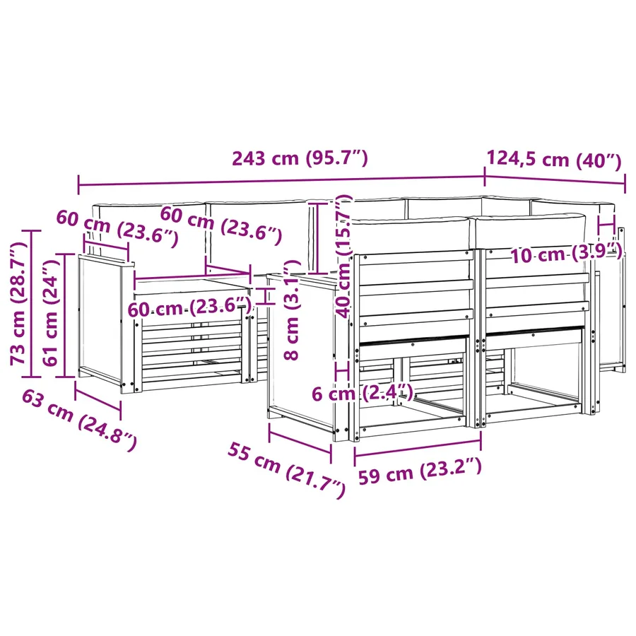 Ensemble de canapé d'angle 6 pcs Naturel et gris clair - 7