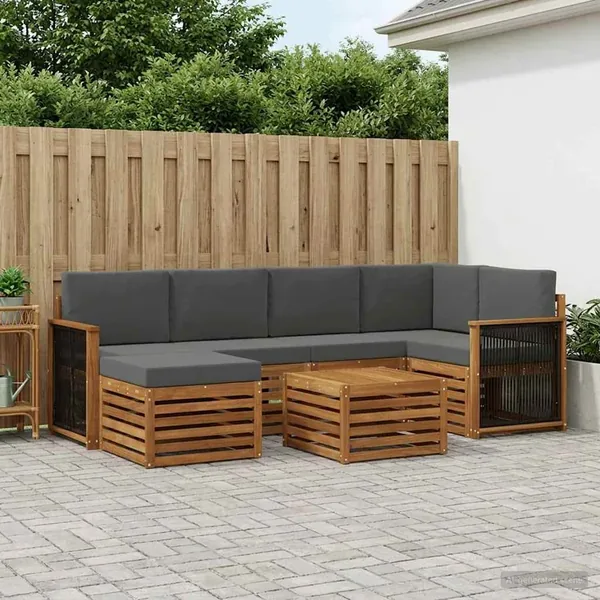 Ensemble de canapé d'angle 6 pcs Naturel et Anthracite