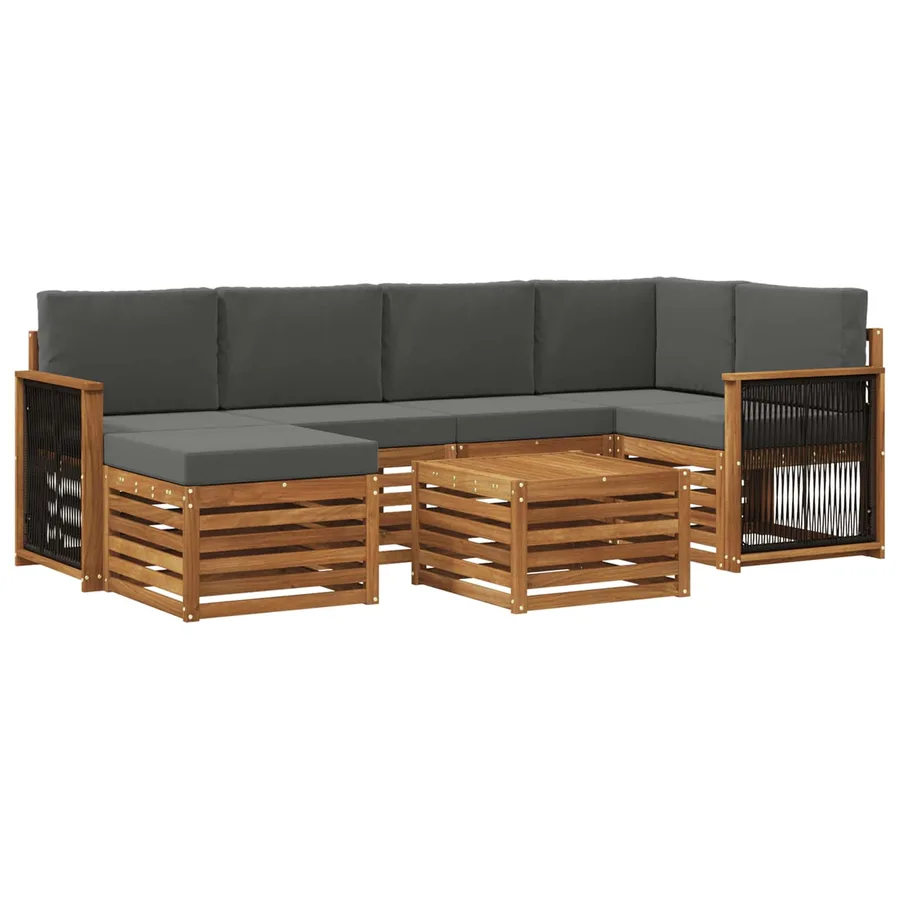 Ensemble de canapé d'angle 6 pcs Naturel et Anthracite - 2