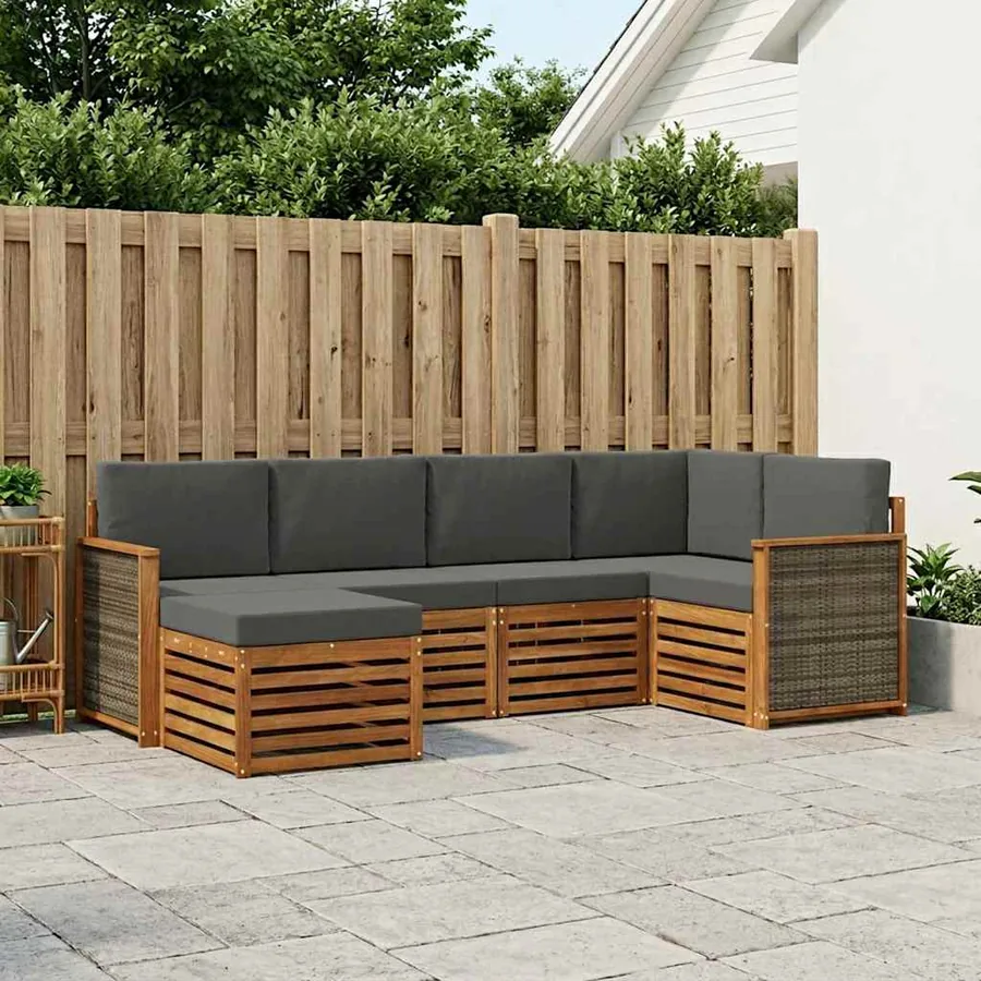 Ensemble de canapé d'angle 5 pcs Naturel et Anthracite