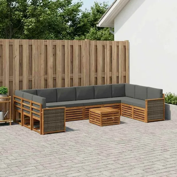 Ensemble de canapés d'extérieur 8 pcs Naturel et Anthracite