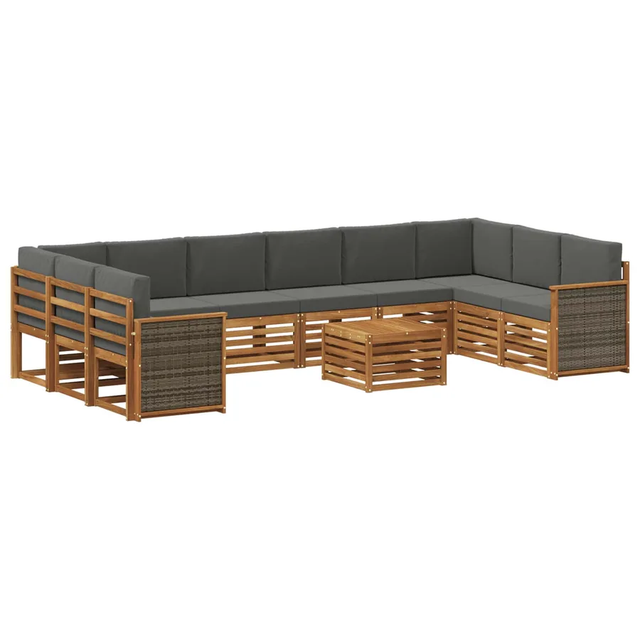 Ensemble de canapés d'extérieur 8 pcs Naturel et Anthracite - 2