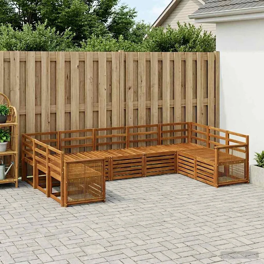 Ensemble de canapé d'angle 7 pcs Naturel Bois d'Acacia Massif