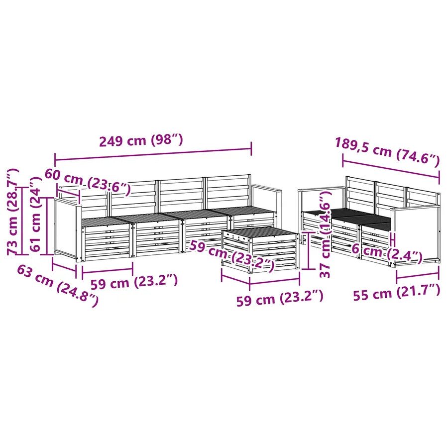 Ensembles de canapés 8 pcs Bois d'Acacia Massif - 8
