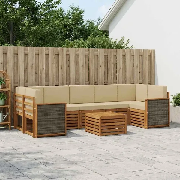 Ensemble de canapés d'extérieur 8 pcs Naturel et Beige