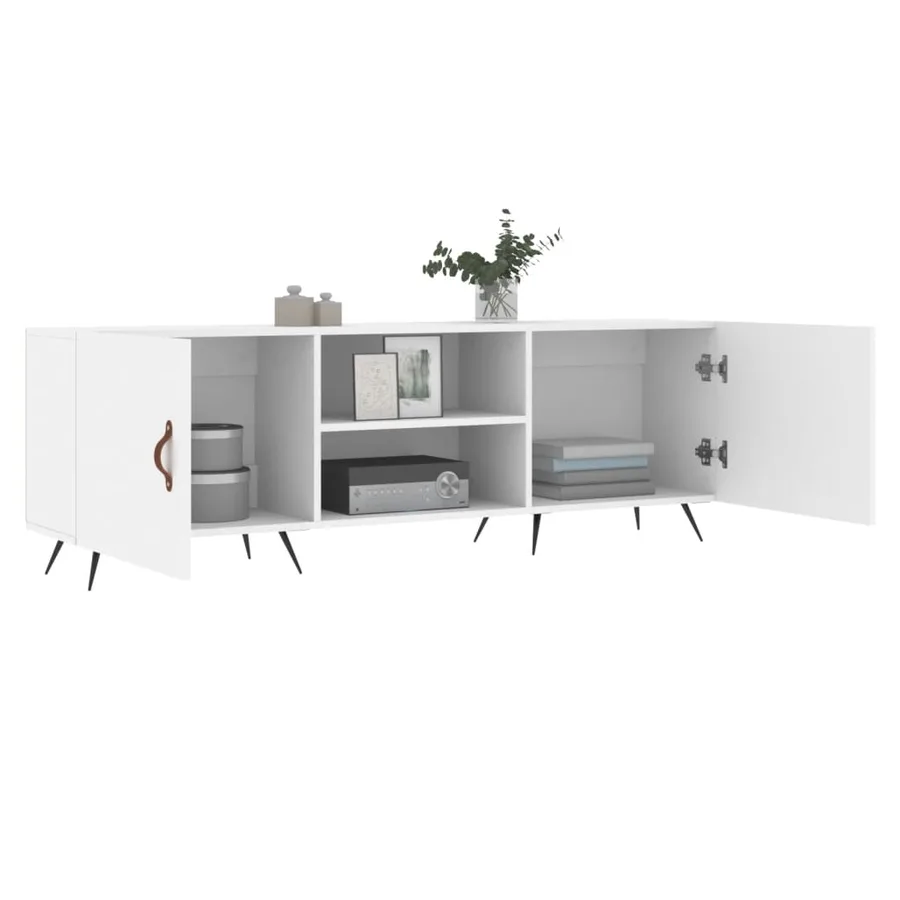 Meuble TV blanc 150x30x50 cm bois d'ingénierie - 4