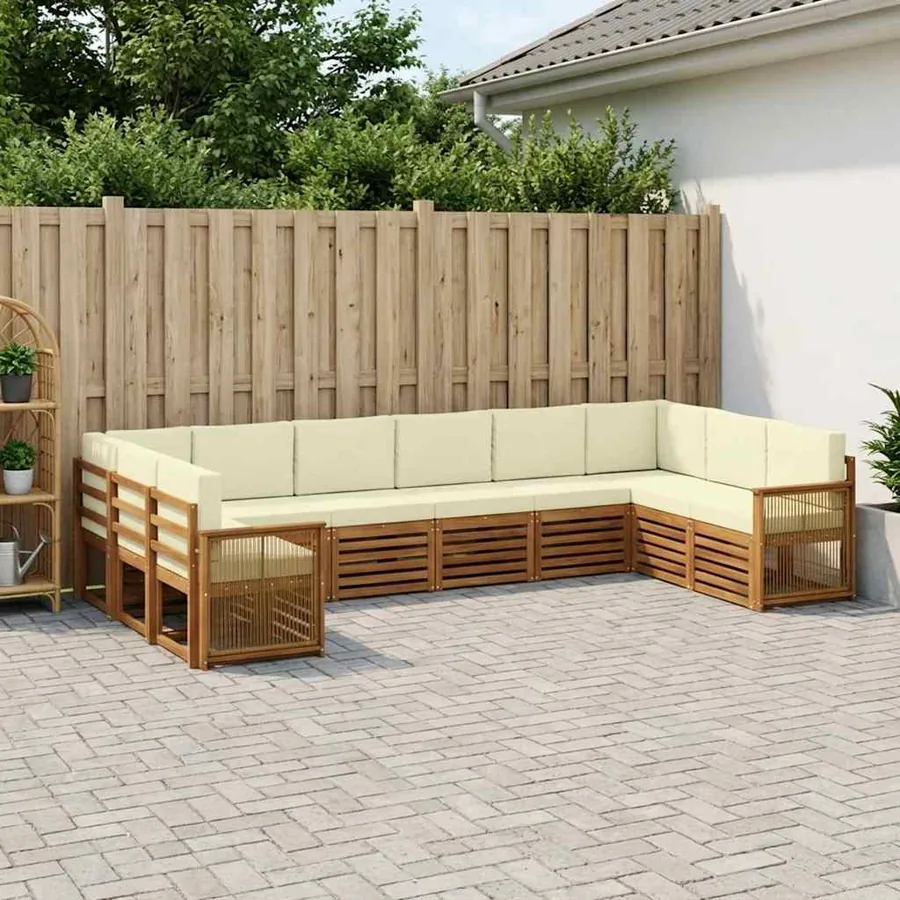 Ensemble de canapé d'angle avec coussin 7 pcs Naturel et Crème