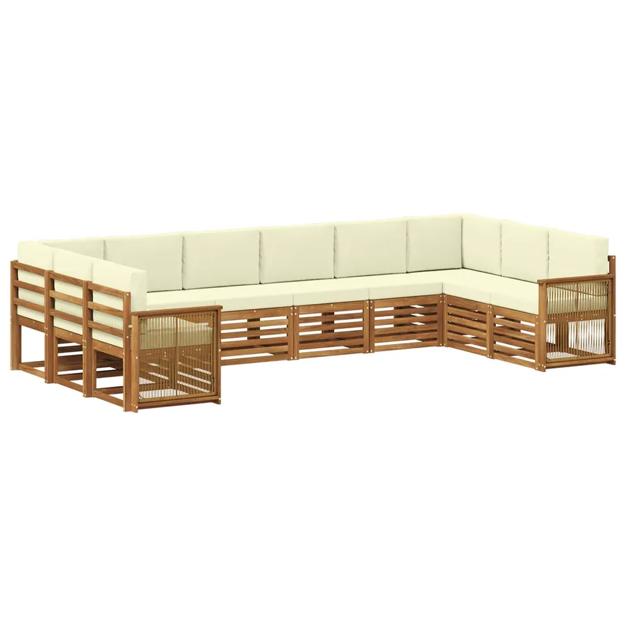 Ensemble de canapé d'angle avec coussin 7 pcs Naturel et Crème - 2