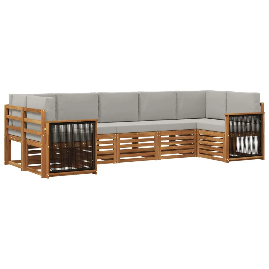 Ensemble de canapé d'angle 6 pcs Naturel et gris clair - 2