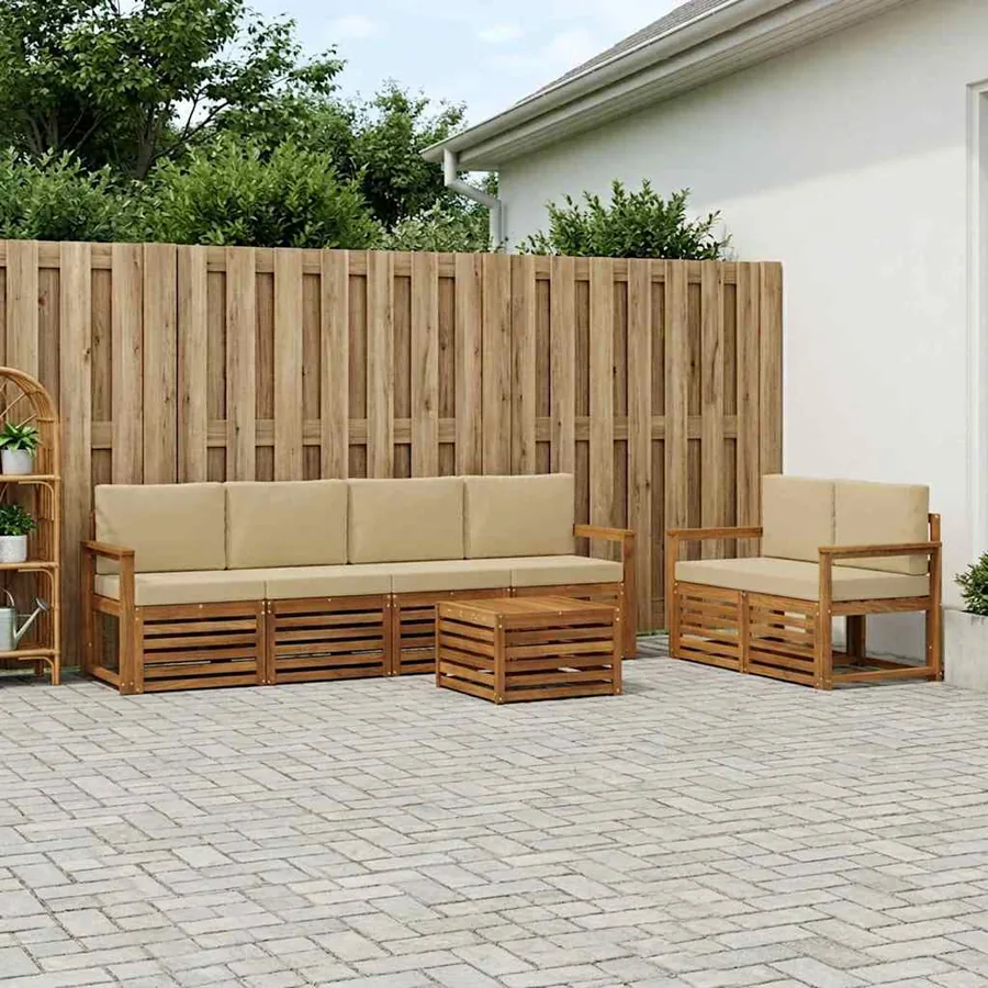 Ensemble de canapés d'extérieur 7 pcs Naturel et Beige