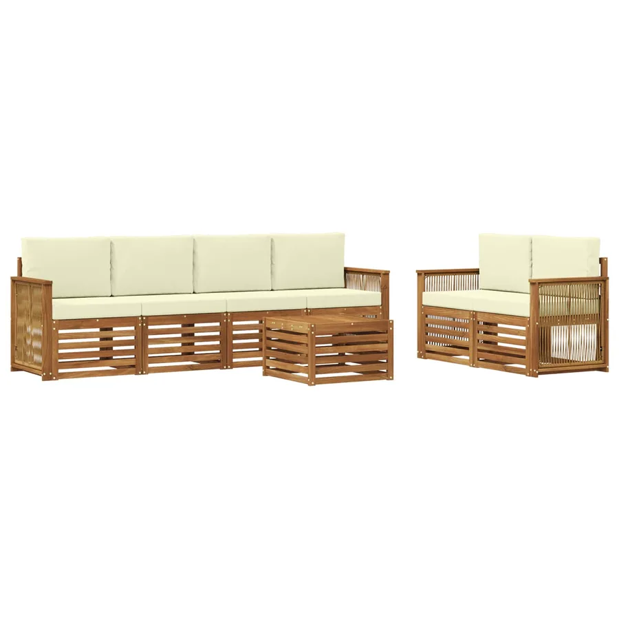 Ensemble de canapés d'extérieur 7 pcs Naturel et Crème - 2