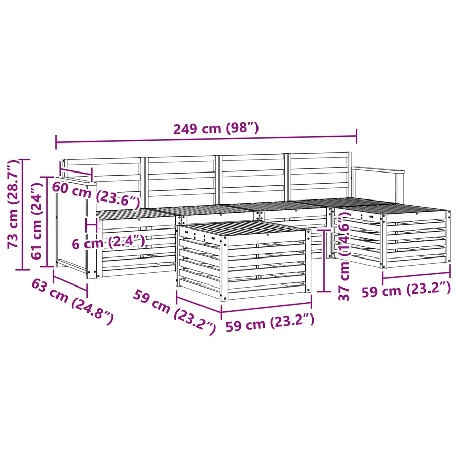 Ensemble de canapés d'extérieur 6 pcs Naturel - 8