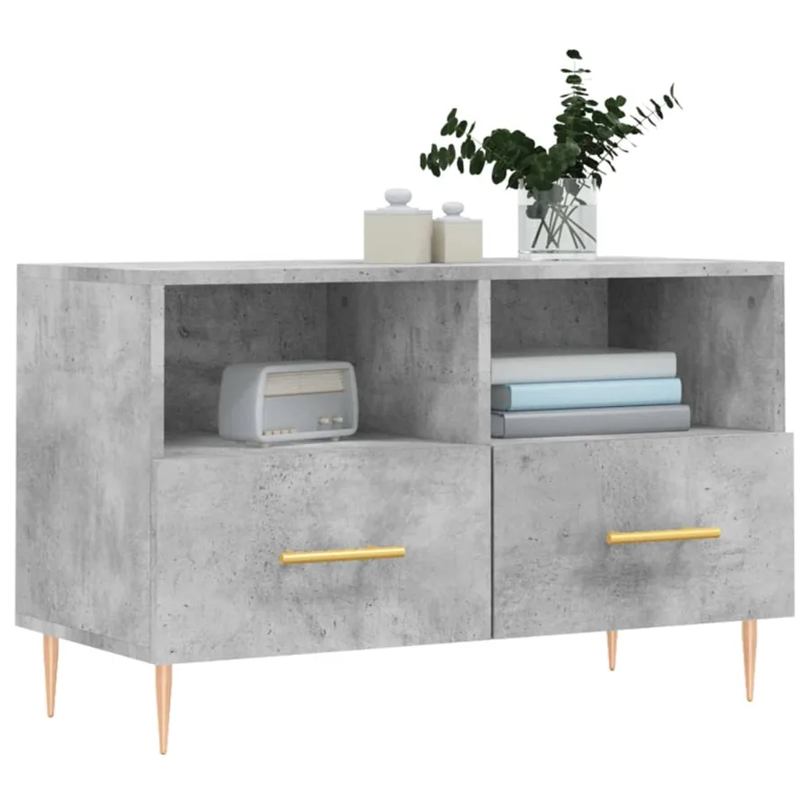 Meuble TV Gris béton 80x36x50 cm Bois d'ingénierie - 3