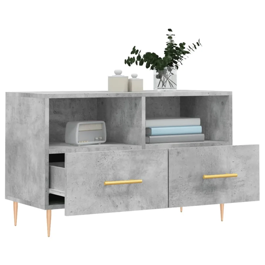 Meuble TV Gris béton 80x36x50 cm Bois d'ingénierie - 4