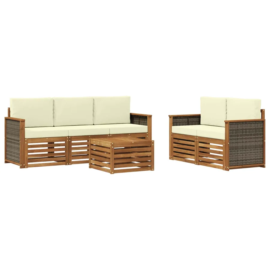 Ensembles de canapés 6 pcs Bois d'Acacia Massif - 2