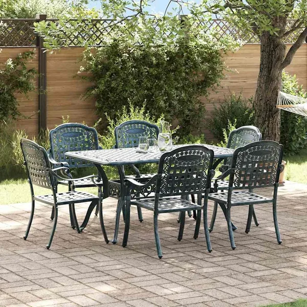 Ensemble de salle à manger pour jardin 7 pcs Vert Aluminium