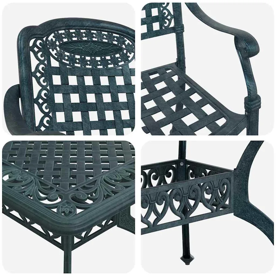 Ensemble de salle à manger pour jardin 7 pcs Vert Aluminium - 11