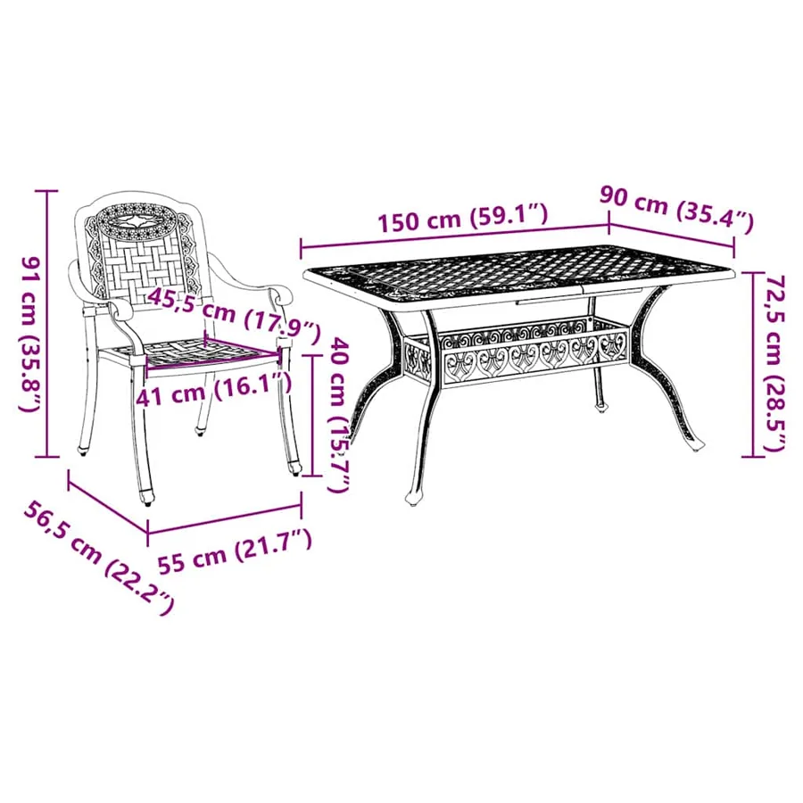 Ensemble de salle à manger pour jardin 7 pcs Vert Aluminium - 13