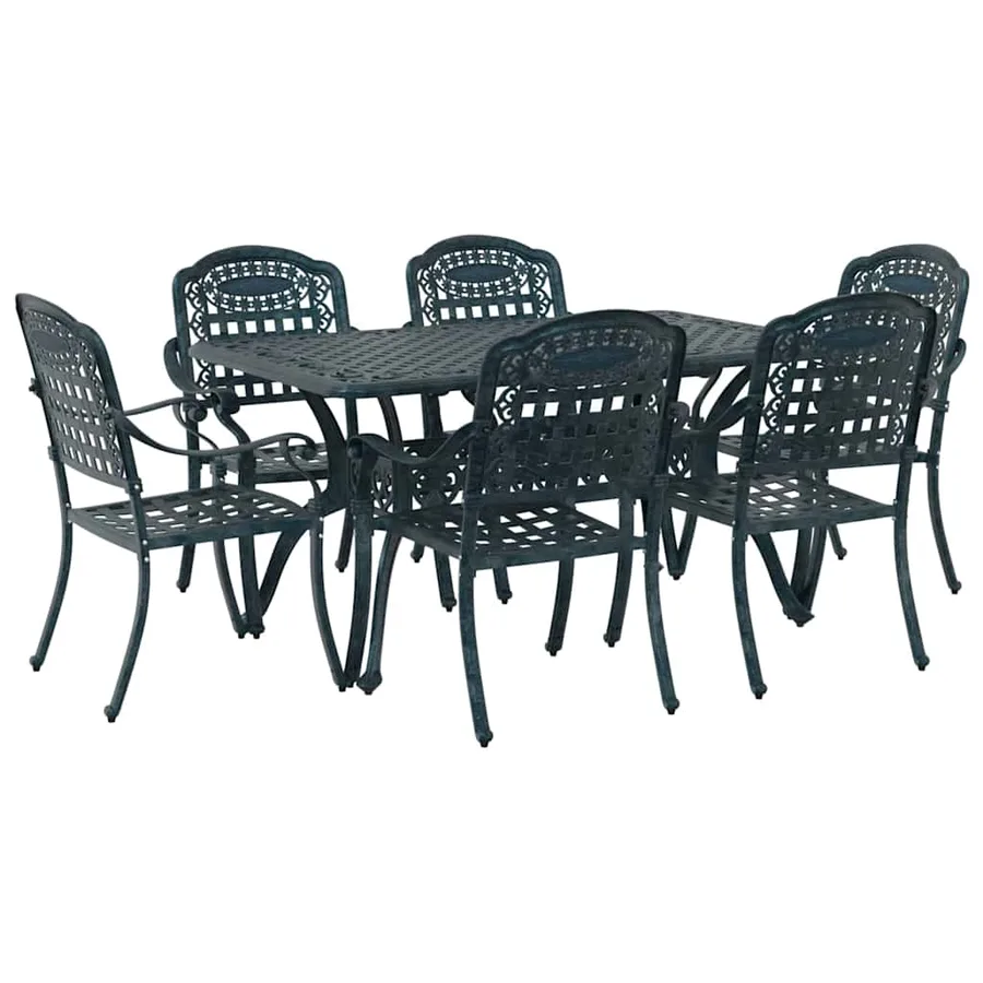 Ensemble de salle à manger pour jardin 7 pcs Vert Aluminium - 2