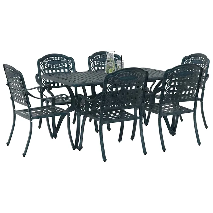 Ensemble de salle à manger pour jardin 7 pcs Vert Aluminium - 3