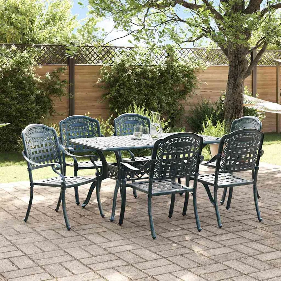 Ensemble de salle à manger pour jardin 7 pcs Vert Aluminium - 4