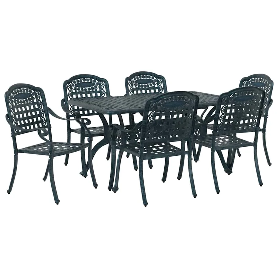 Ensemble de salle à manger pour jardin 7 pcs Vert Aluminium - 5