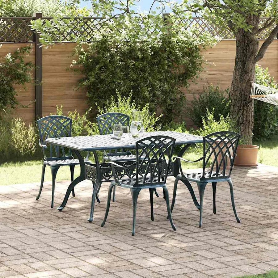 Ensemble de salle à manger pour jardin 5 pcs Vert Aluminium